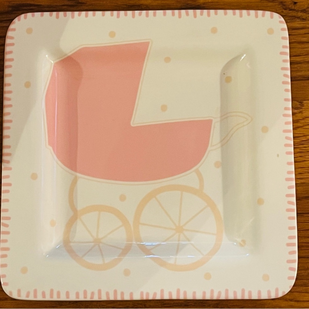 Coton Colors Pink Baby Carriage Salad/Dessert Plate